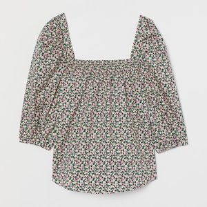 Cotton Floral Puff Sleeve Blouse